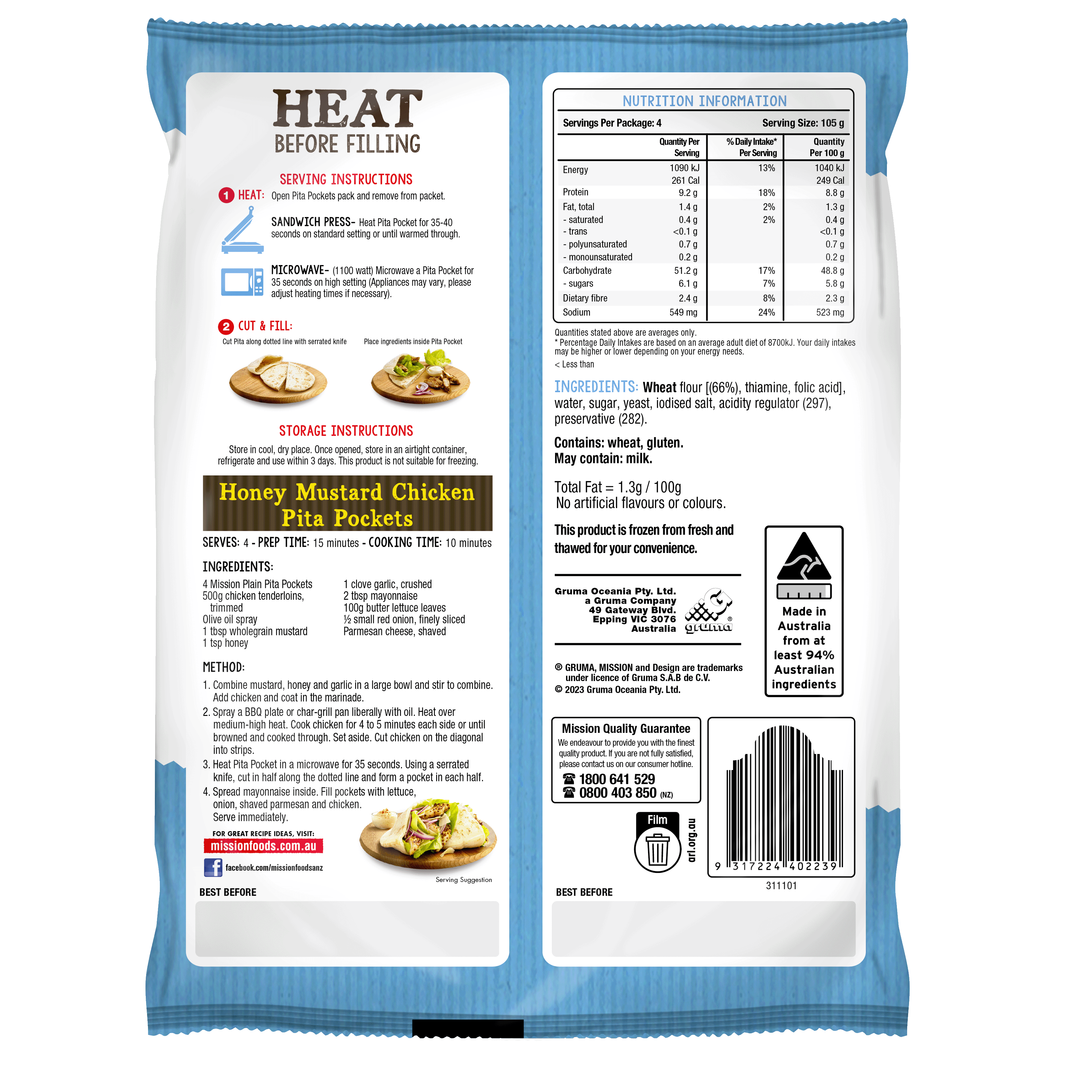 Mission Pita Pocket Plain Render Logo Back