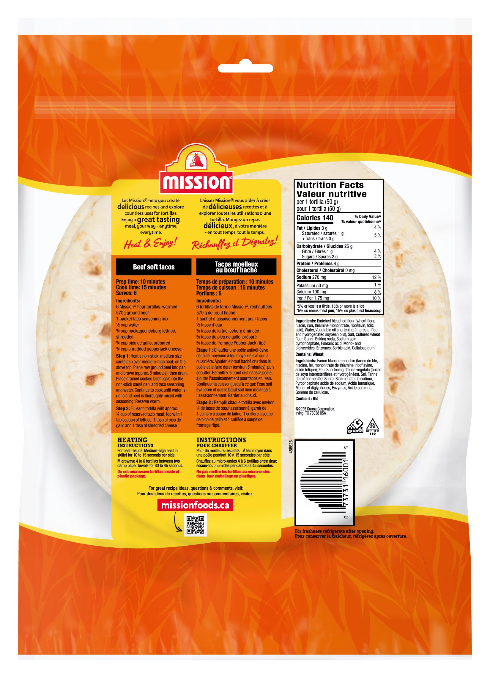 Large Super Soft Flour Tortillas.BACK