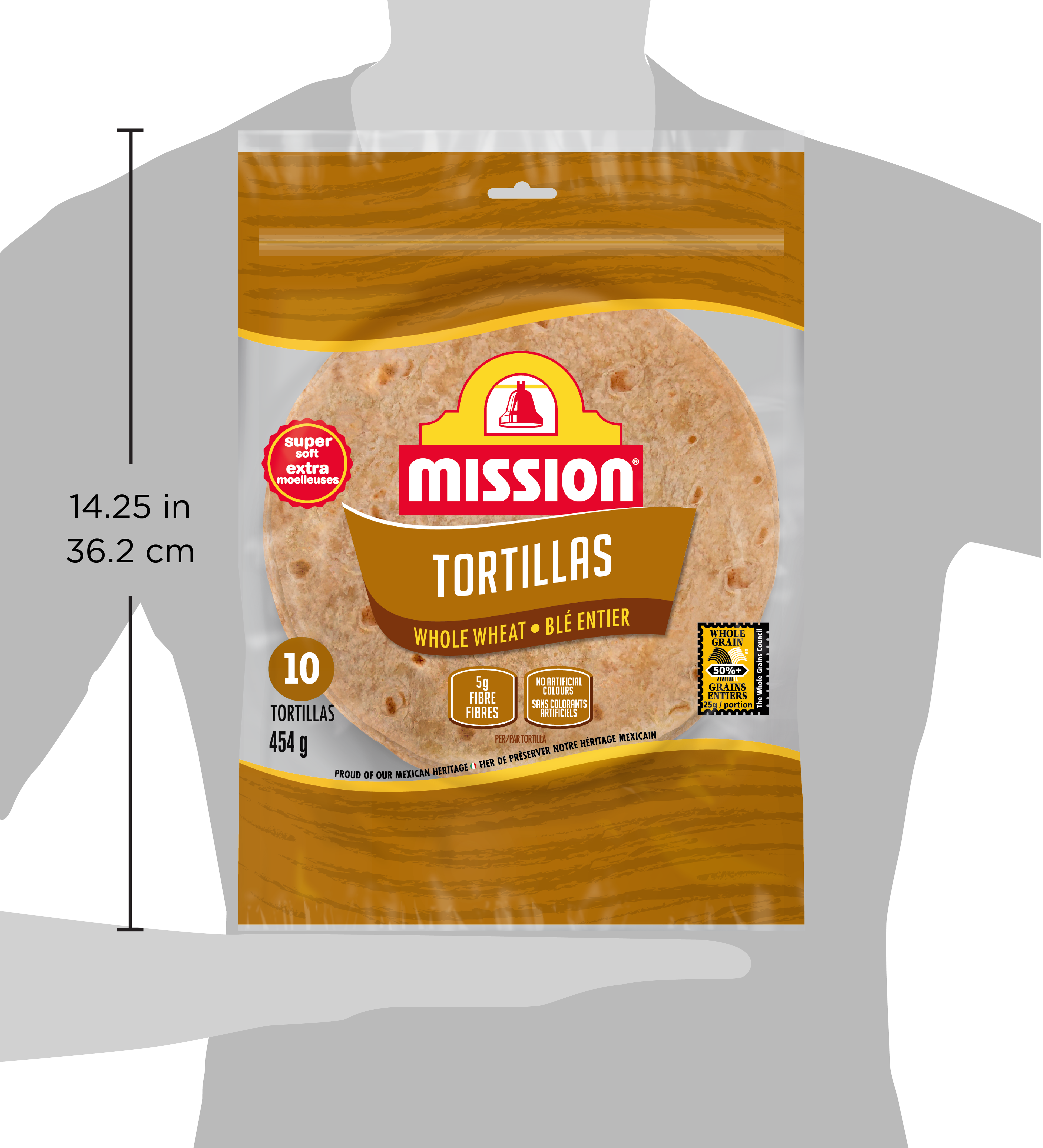 Large Super Soft Whole Wheat Flour Tortillas.SIZE