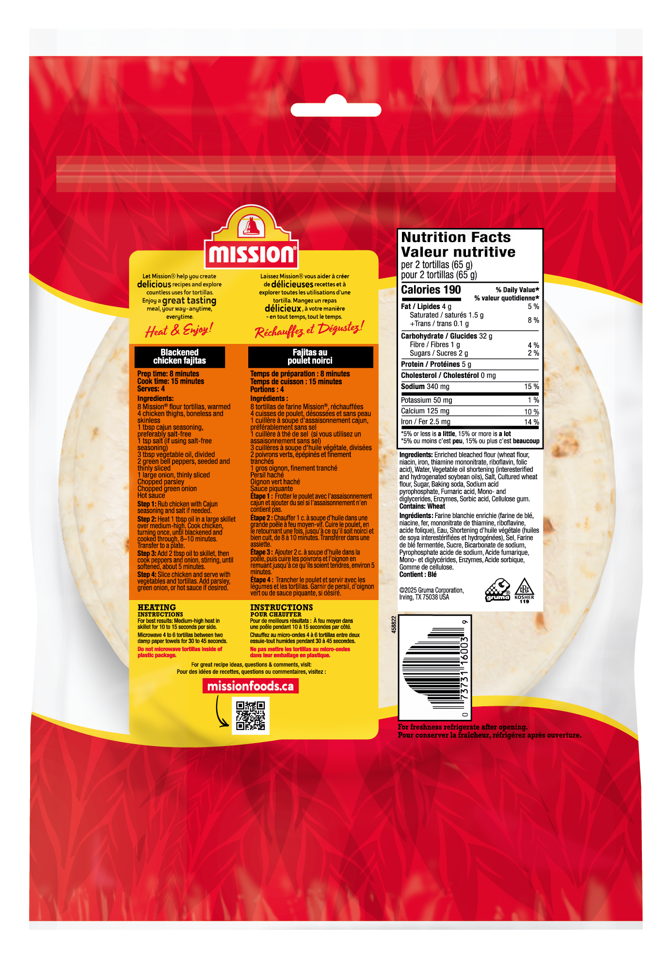 Medium Super Soft Flour Tortillas.BACK
